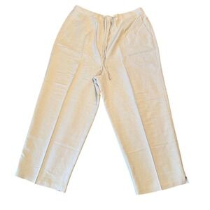 Linden Hill Womens Beige 100% Silk Textured Straight Leg Pants Size L Drawstring